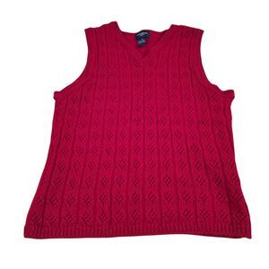 VTG The Limited America Red Wool Sweater Vest M 90s Made in Israel Pointelle